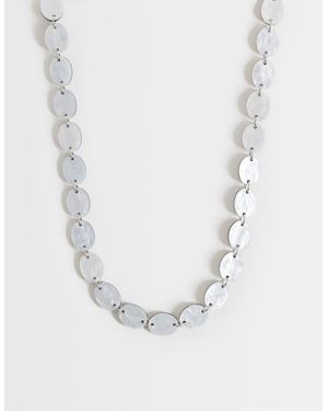 Reclaimed Vintage Faux Mother-of-pearl Disc Necklace - White