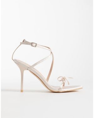 Glamorous Barely There Heeled Sandals With Bow - Natural