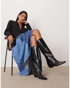 ARRANGE – noa – hochwertige, kniehohe cowboy-stiefel aus leder - Blau