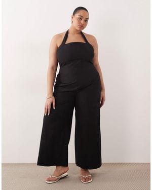 ASOS Asos Design Curve Halter Neck Jumpsuit - Black