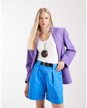 ASOS Tailored Belted Turn Up Shorts - Blue