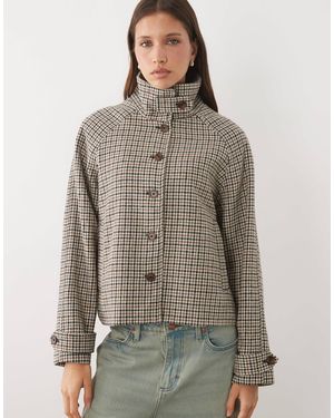 Threadbare Faux Wool Funnel Neck Jacket - Brown