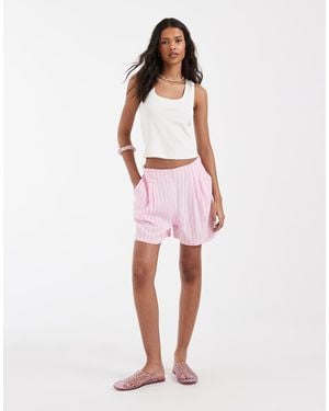 JJXX Linen Blend Stripe Shorts - Red
