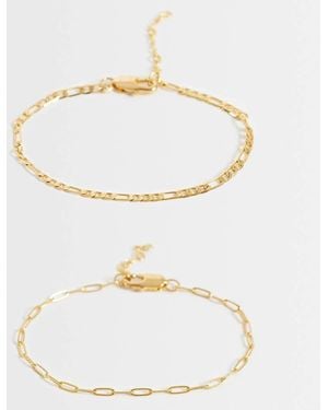 ASOS Asos Design Curve 14k Plated Pack Of 2 Chain Bracelets - White
