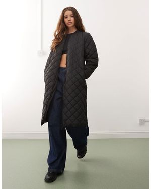 Noisy May Longline Quilted Jacket - Black