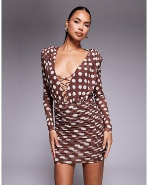 AFRM Long Sleeved Plunge Mini Dress - Grey