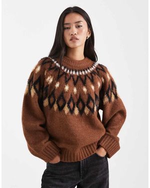 ASOS Eyelash Yoke Placement Jumper - Brown