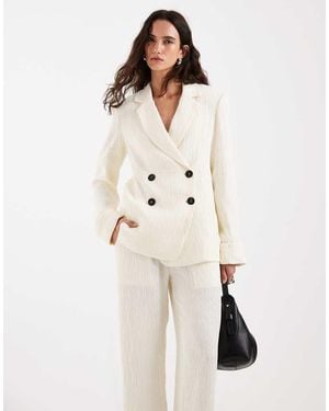 4th & Reckless Textured Tailored Wide Leg Trousers - Natural