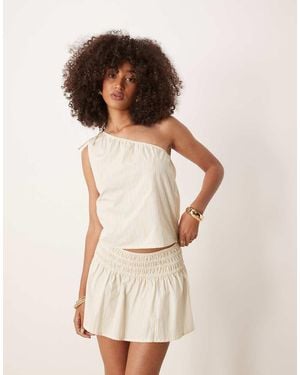 Motel Miringa Candy Striped Co-ord One Sleeve Top - Natural