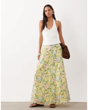 Miss Selfridge Chiffon Circle Skirt - Natural