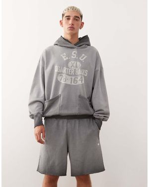 Champion Pantalones Cortos Lavado De Estilo Bermudas De - Gris