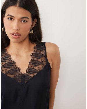 Aware Caraco en satin avec bordure en dentelle - foncé - Noir