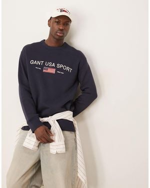 GANT Usa Sport Embroid Logo Relaxed Fit Sweatshirt - Blue