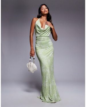 South Beach Cowl Neck Maxi Beach Dress - Green