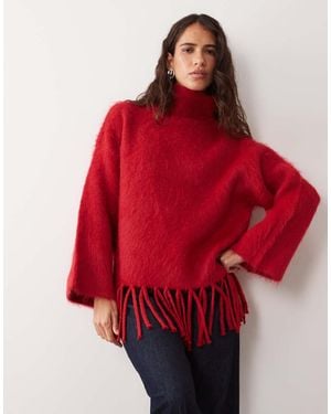 ASOS Brushed Fringe Jumper - Red