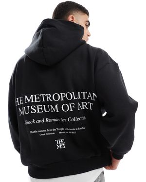 Pull&Bear ""the Met"" Printed Hoodie - Black