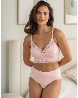 Pour Moi Love To Lounge Lace And Modal Rib Midi Brief - Natural
