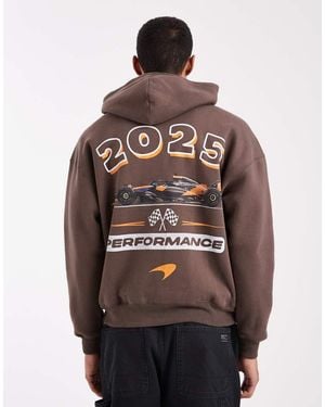 Hollister Boxy F1 Graphic Zip Through Hoodie - Brown