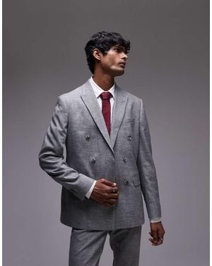 TOPMAN Skinny Textured Suit Jacket - Grey