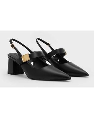 Charles & Keith Yvette Mary Jane Slingback Court Shoes - Black