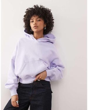 Weekday Felpa Con Cappuccio Squadrata Oversize Lilla - Viola
