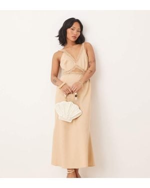 Never Fully Dressed Petite Mimi Linen Cut-Out Midaxi Dress - Natural