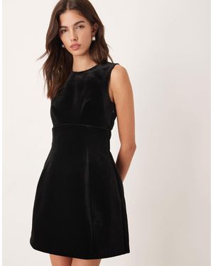 Nobody's Child Gemini Velvet Structured A-line Mini Dress - Black