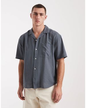 Only & Sons Linen Mix Relaxed Resort Shirt - Gray