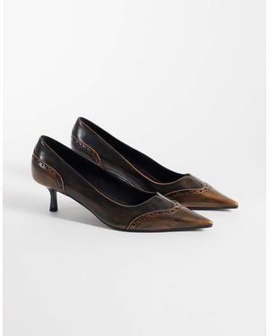 ASOS Shirley schuhe mit budapester-details und kitten-heel - Schwarz