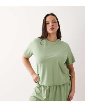 ASOS Asos Design Curve Mix & Match Cotton Pyjama Oversized Tee With Side Splits - Green