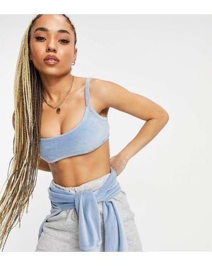 AsYou Lounge Co-Ord Velour Strappy Bralet - Blue