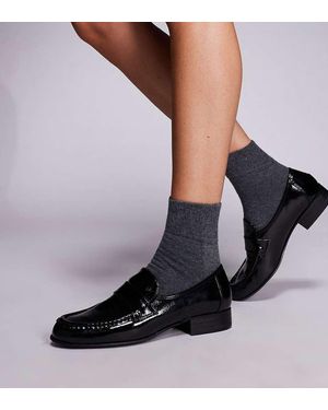 Public Desire Mocasines Negros Efecto Piel De Cocodrilo Haboo De