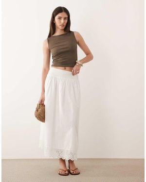Wednesday's Girl Wednesdays Girl Poplin Ruffle Edged Midaxi Skirt - Natural