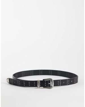 ASOS Western Buckle Studded Belt - White