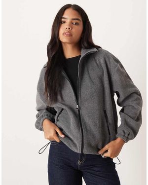 Gina Tricot Fleece Zip Up Jacket - Grey