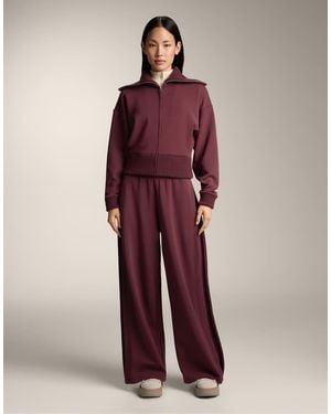 Oysho Cocoon Trousers With Side Pleat And Brushed Modal - Red