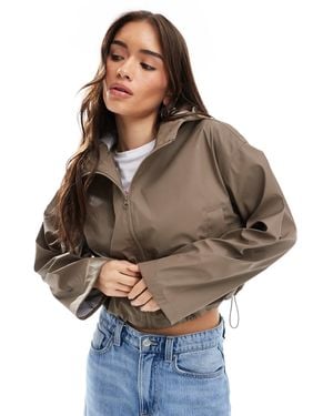 ASOS Cropped Rubberised Rain Jacket With Hood - Brown