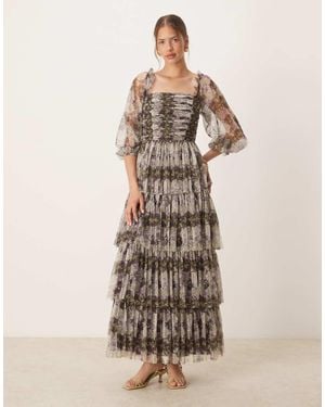 ANAYA Long Sleeve Bardot Maxi Dress - Natural