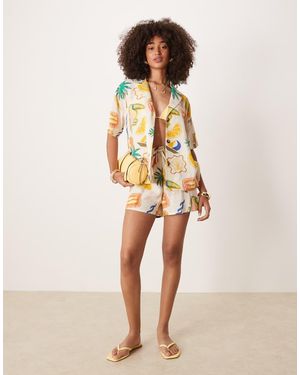 ASOS Linen Blend Co-ord Shorts - Natural