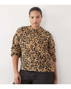 ASOS Asos Design Curve Trui Met Ronde Hals En Luipaardprint - Bruin