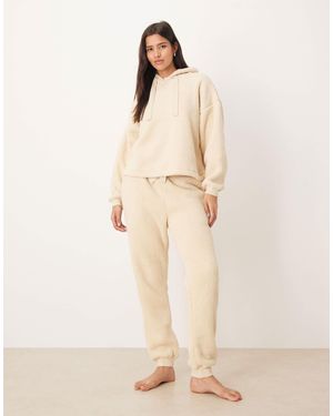 ASOS Lounge Cuddle Oversized Hoodie & Trackies Set - Natural