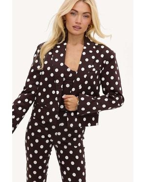 Loavies Blissful Breeze Polka Dot Blazer - Brown