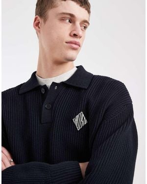 Lacoste Diamond Logo Knitted Polo Jumper - Blue