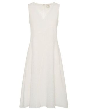 Calvin Klein Broderie Anglaise V-Neck Dress - White