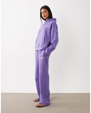 Kaiia Studio Cotton Rich Star Logo Wide Leg Joggers - Purple