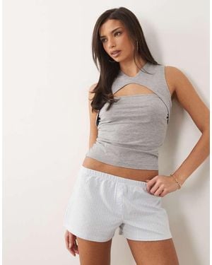 ASOS Jersey Seersucker Shorts - Grey
