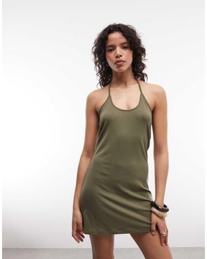 Weekday Halter Neck Mini Dress - Green