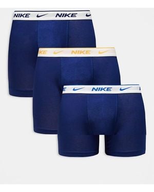 Nike Pack De 3 Calzoncillos Bóxer De Color Azul Con Cinturillas Azul Y Naranja De Algodón Essential De