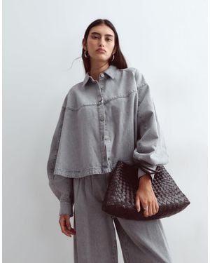 ARRANGE Denim Oversized Shirt - Grey