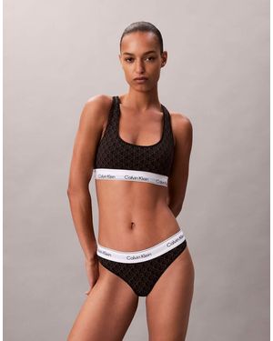 Calvin Klein Tanga Con Estampado De Emblema Icon Cotton Modal De - Gris